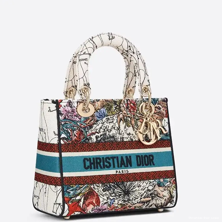 Cheap Bag Lady Motif Constellation Canvas White D-lite Medium 0619 Luxury